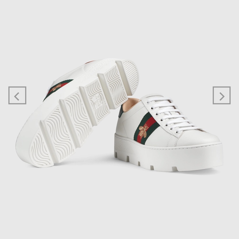 Authentic Gucci WOMEN'S ACE EMBROIDERED PLATFORM SNEAKER